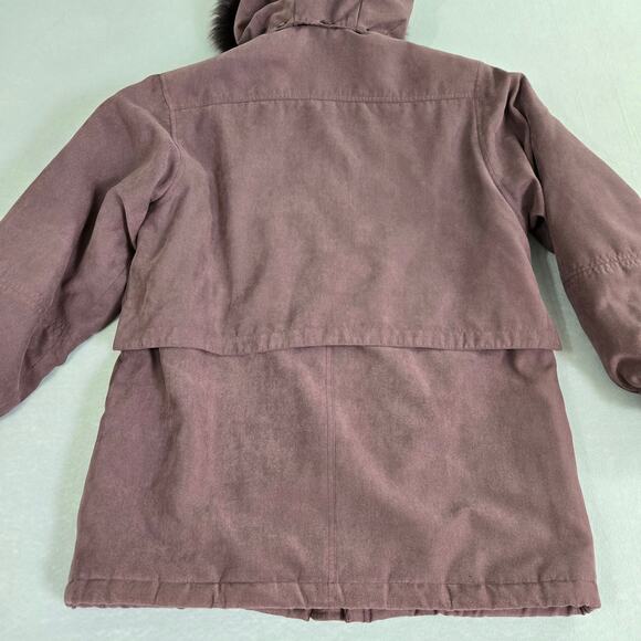 Worthington Dupont Thermolite Plus Faux Fur Trim Hood Zip Parka Jacket Purple - Picture 3 of 16